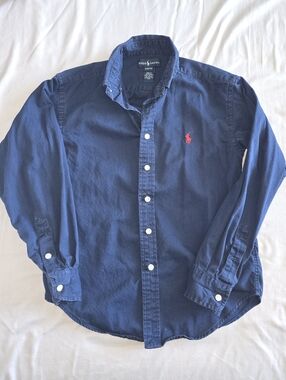 Size 8/10 Polo Ralph Lauren Navy Button-Down Shirt with Red Pony